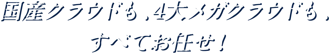 国産クラウドも、4大メガクラウドも、すべてお任せ！