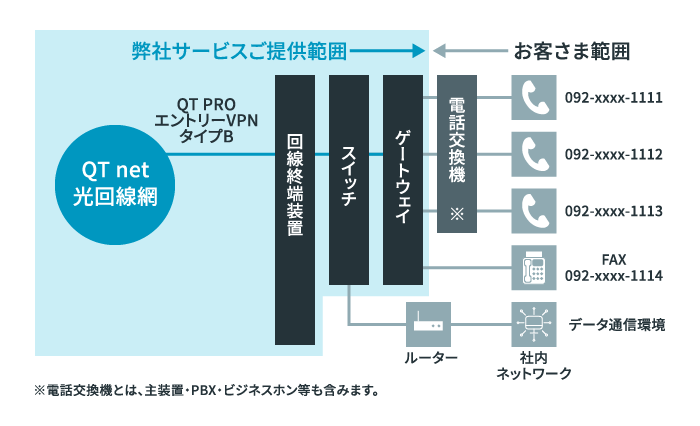 QT PRO エントリーVPNご利用の場合のイメージ図