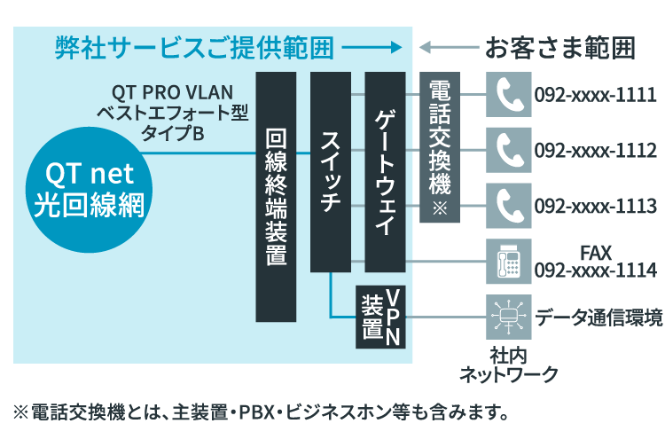 QT PRO エントリーVPNご利用の場合のイメージ図